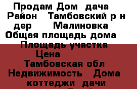 Продам Дом -дача  › Район ­ Тамбовский р-н дер. 2 - Малиновка  › Общая площадь дома ­ 55 › Площадь участка ­ 15 › Цена ­ 580 000 - Тамбовская обл. Недвижимость » Дома, коттеджи, дачи продажа   . Тамбовская обл.